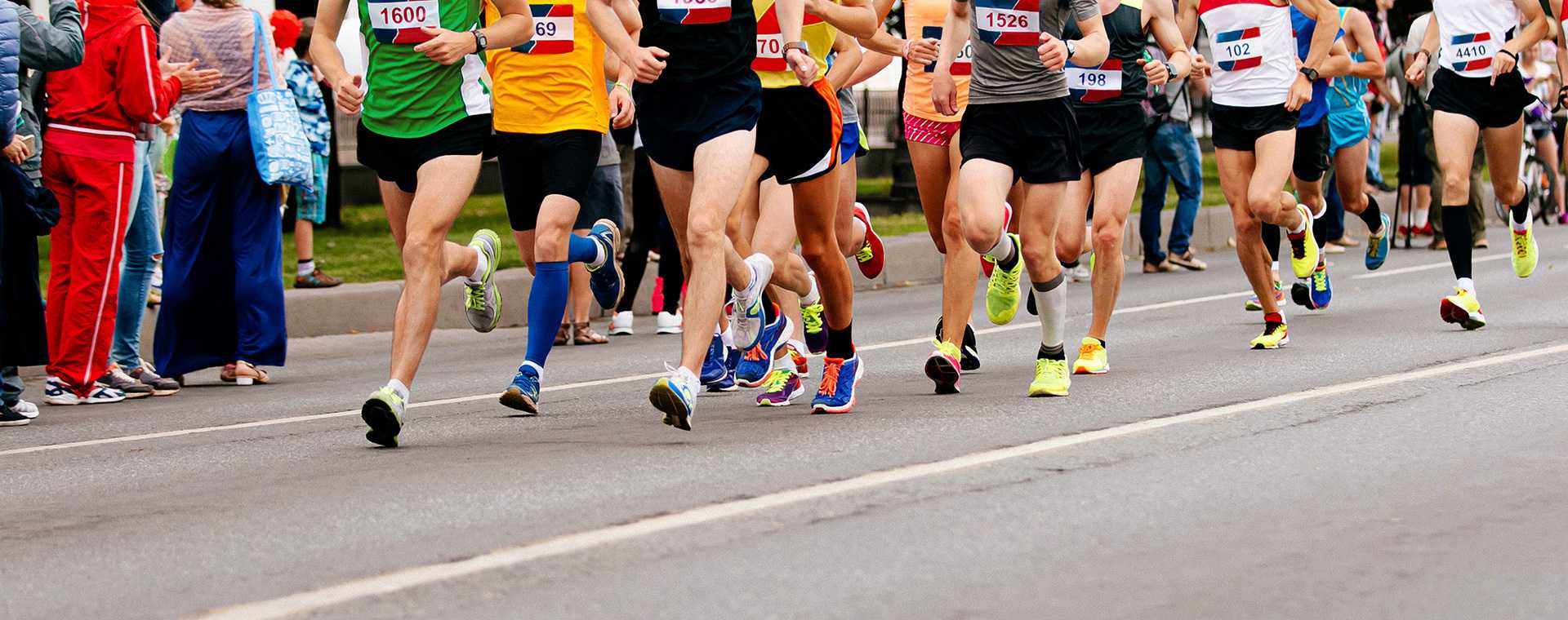 Long distance runners competing at a mass participation event