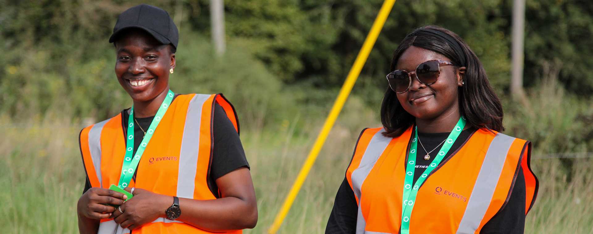 Two Tracsis Events Marshals smiling