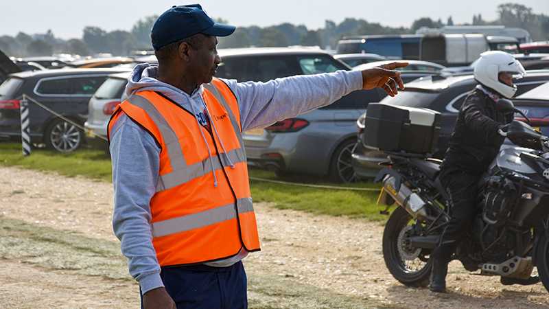 A Tracsis Events Marshal directing traffic